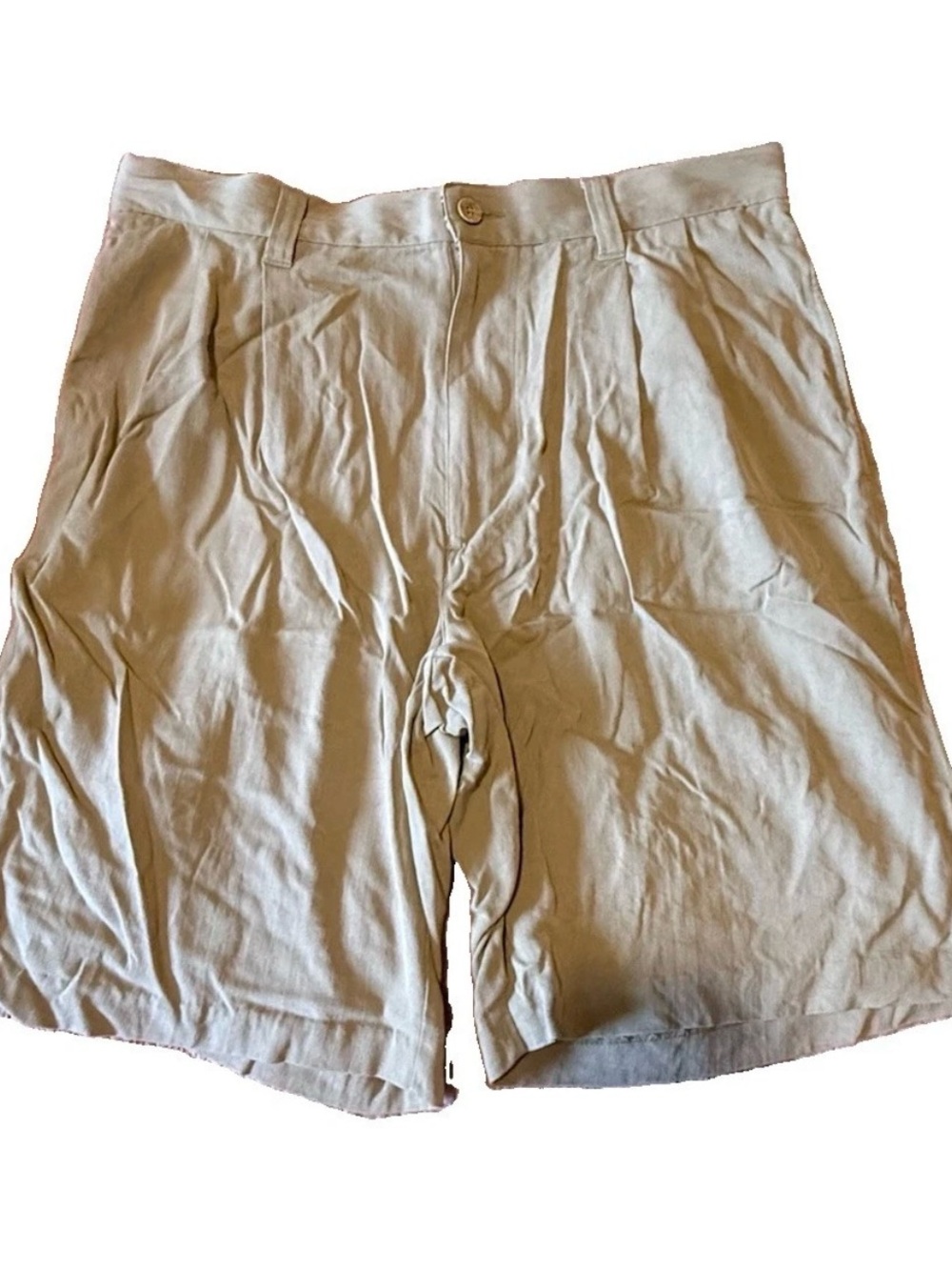 Jamaica Jaxx Men's 32 Tan Casual 100% Silk Pleated Shorts
